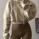 X carly lawrence  essnce sudadera casual con capucha y cordones, de manga larga, de unicolor y estilo drop shoulder, para otono/invierno