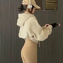 X carly lawrence  essnce sudadera casual con capucha y cordones, de manga larga, de unicolor y estilo drop shoulder, para otono/invierno