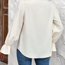 LUNE Camisa De Mujer Con Mangas Largas Con Volantes Y Decoracion De Lazo