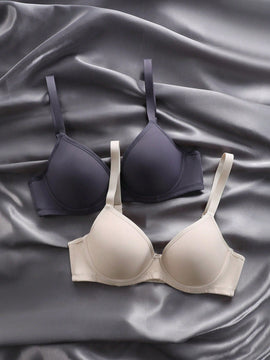 Conjunto De 2 Piezas De Sujetador Solido Y Sujetador Inalambrico Para Mujer