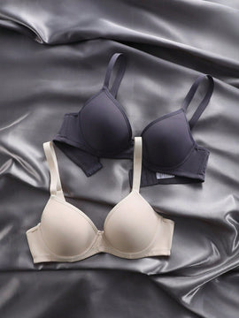 Conjunto De 2 Piezas De Sujetador Solido Y Sujetador Inalambrico Para Mujer