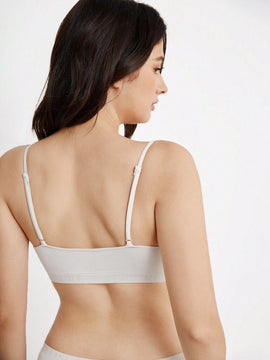 Leisure Ropa Interior De Mujer, Top Holgado Sin Costuras Con Diseno Floral Gris
