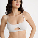Leisure Ropa Interior De Mujer, Top Holgado Sin Costuras Con Diseno Floral Gris