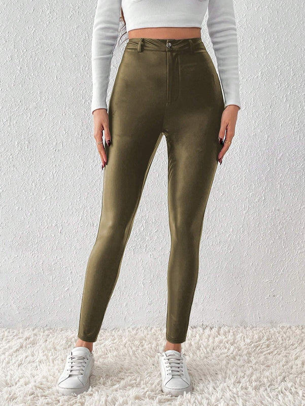 Frenchy Pantalones Ajustados De Color Solido