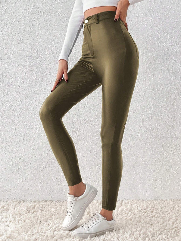 Frenchy Pantalones Ajustados De Color Solido