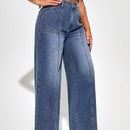 SXY Jeans De Mezclilla De Pierna Ancha Con Efecto Lavado