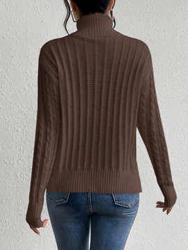 Essnce Sueter De Cuello Alto De Punto Trenzado Para Mujer