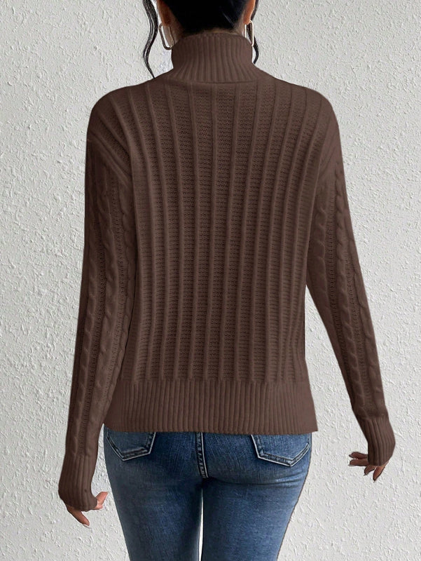 Essnce Sueter De Cuello Alto De Punto Trenzado Para Mujer