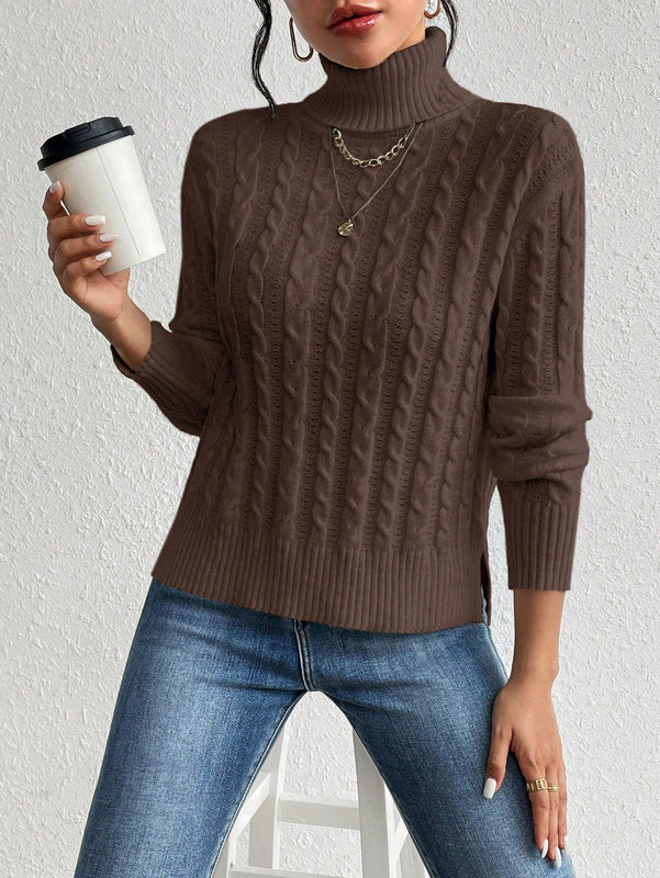 Essnce Sueter De Cuello Alto De Punto Trenzado Para Mujer