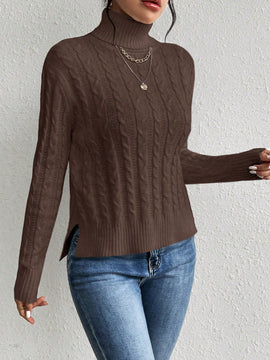 Essnce Sueter De Cuello Alto De Punto Trenzado Para Mujer