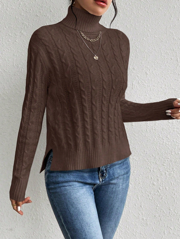 Essnce Sueter De Cuello Alto De Punto Trenzado Para Mujer