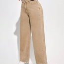 SXY Pantalones Jeans Rectos Con Dobladillo Crudo