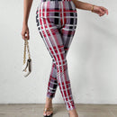 Pantalon Largo Estampado De Cuadros Para Mujer