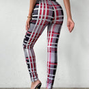 Pantalon Largo Estampado De Cuadros Para Mujer