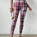 Pantalon Largo Estampado De Cuadros Para Mujer