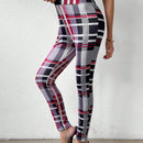 Pantalon Largo Estampado De Cuadros Para Mujer