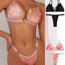 Conjunto De Sujetador De Encaje Para Mujer Con Conector En Forma De Corazon