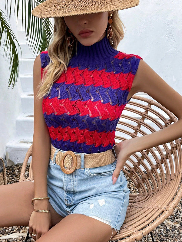 Frenchy Chaleco De Sueter A Rayas Para Mujer