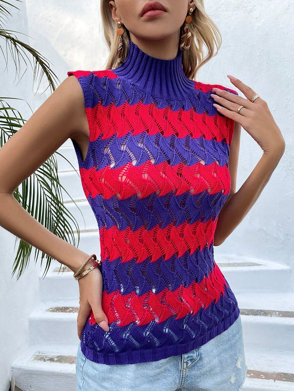 Frenchy Chaleco De Sueter A Rayas Para Mujer