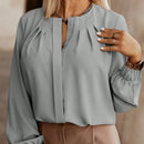 Acelitt Camisa Plisada De Color Liso Para Mujer