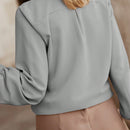 Acelitt Camisa Plisada De Color Liso Para Mujer