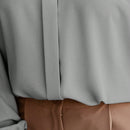Acelitt Camisa Plisada De Color Liso Para Mujer