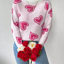 Essnce Jersey De Cuello Alto Para Mujer Con Patron De Corazon De Amor