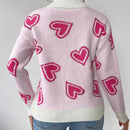 Essnce Jersey De Cuello Alto Para Mujer Con Patron De Corazon De Amor