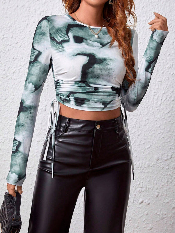 Camiseta Corta Con Cintura Ajustable Lateral