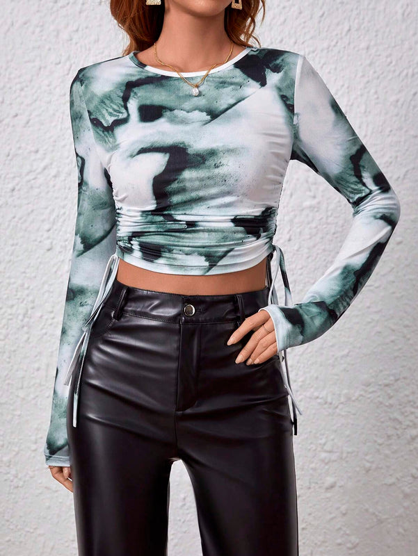 Camiseta Corta Con Cintura Ajustable Lateral
