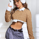 EZwear 1 Sueter De Punto De Cable Corto