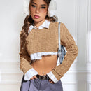 EZwear 1 Sueter De Punto De Cable Corto