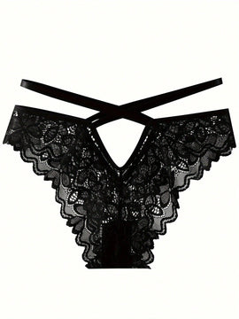 Conjunto De Lenceria Sexy De Encaje Floral Para Mujer Con Sujetador Y Bragas