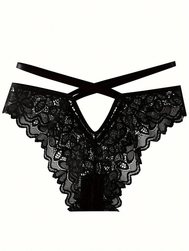 Conjunto De Lenceria Sexy De Encaje Floral Para Mujer Con Sujetador Y Bragas