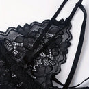 Conjunto De Lenceria Sexy De Encaje Floral Para Mujer Con Sujetador Y Bragas