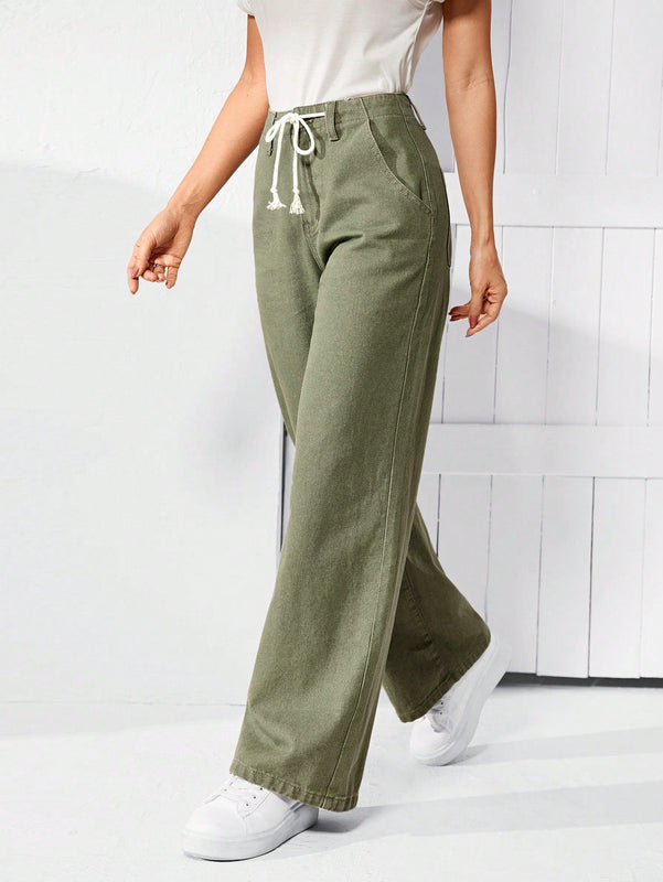 LUNE Jeans De Pierna Ancha Con Cintura De Cordon