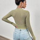 EZwear Jersey De Punto Para Mujer Con Cuello Redondo Y Huecos