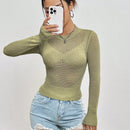 EZwear Jersey De Punto Para Mujer Con Cuello Redondo Y Huecos