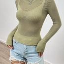 EZwear Jersey De Punto Para Mujer Con Cuello Redondo Y Huecos