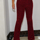 Pantalones De Punto Acampanados Peludos Con Rayas