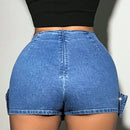 ICON Pantalones Cortos De Mezclilla De Mujer Con Ojales De Metal Y Cremallera