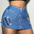 ICON Pantalones Cortos De Mezclilla De Mujer Con Ojales De Metal Y Cremallera