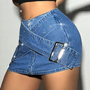 ICON Pantalones Cortos De Mezclilla De Mujer Con Ojales De Metal Y Cremallera