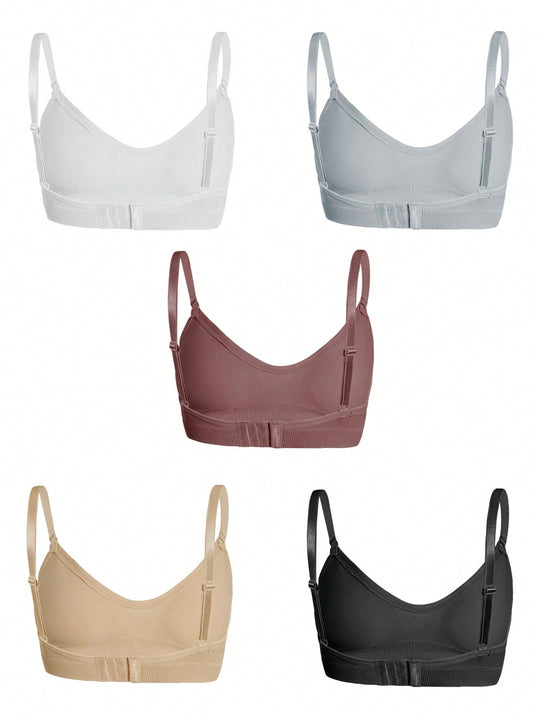 5 piezas/set sujetadores casuales sin costuras de mujer de punto de canale solido