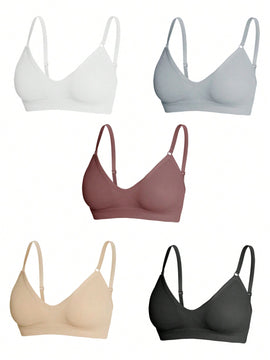 5 piezas/set sujetadores casuales sin costuras de mujer de punto de canale solido