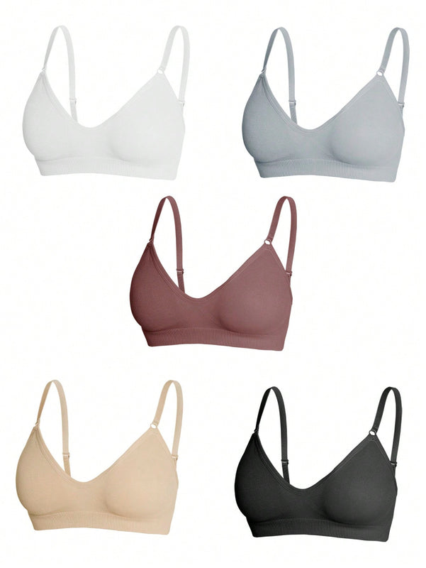5 piezas/set sujetadores casuales sin costuras de mujer de punto de canale solido