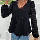 Frenchy Blusa De Manga Farol Con Cuello En V De Color Liso Para Mujer