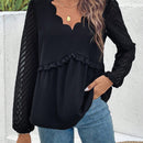 Frenchy Blusa De Manga Farol Con Cuello En V De Color Liso Para Mujer