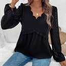 Frenchy Blusa De Manga Farol Con Cuello En V De Color Liso Para Mujer