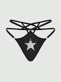 ROMWE Grunge Punk Tanga De Lentejuelas Con Purpurina En Forma De Estrella